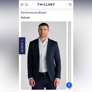 Twillory Men's Performance Blazer in Navy